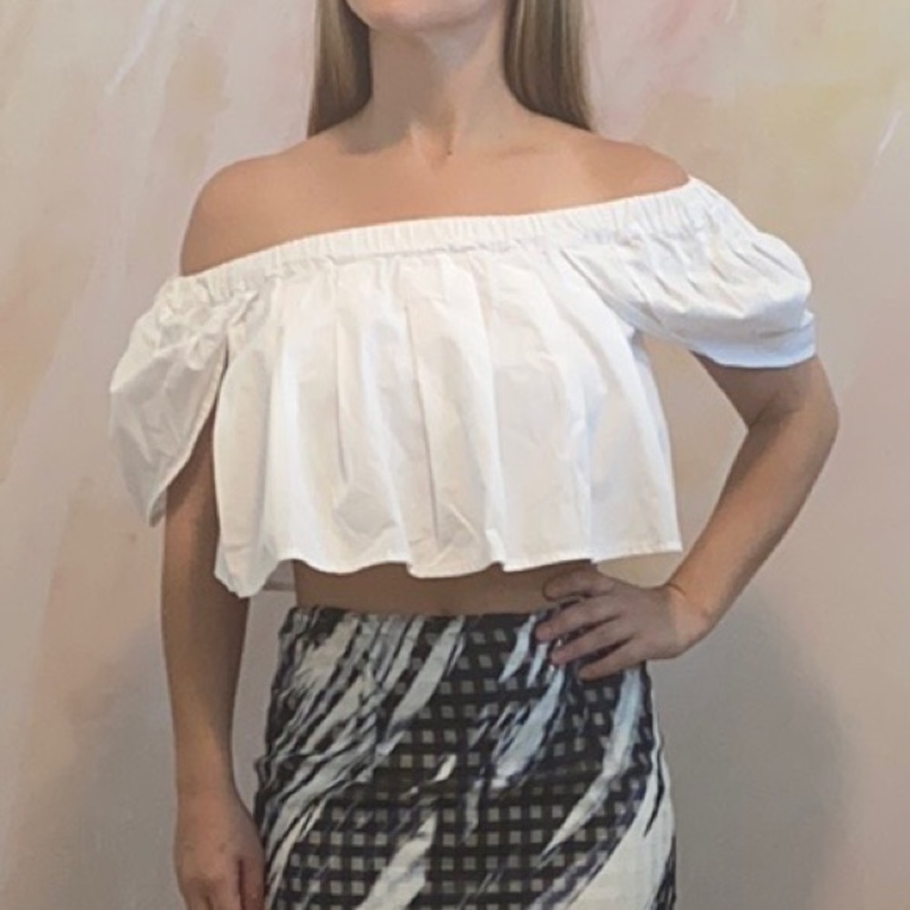 Off the shoulder white blouse
